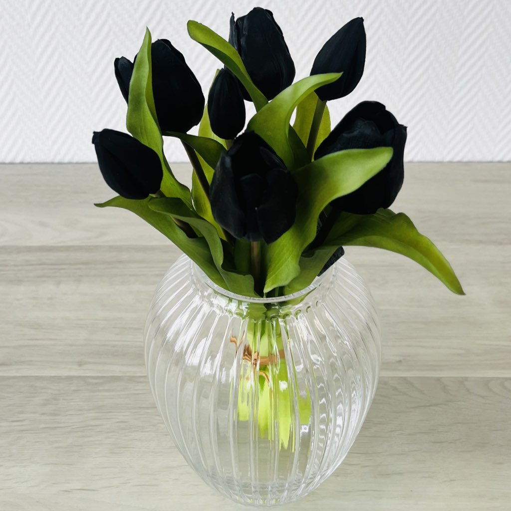 Künstliche Tulpen wie echt schwarz 7er Bund Höhe 31 cm