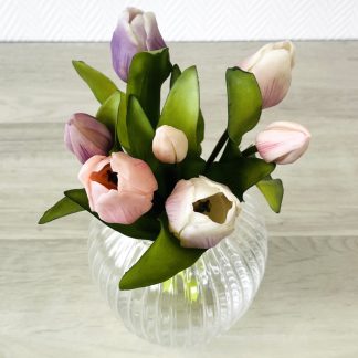 Künstliche Tulpen wie echt rosa Mix 7er Bund Höhe 31 cm