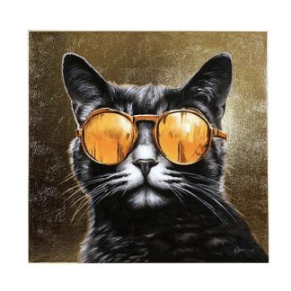 Leinwandbild Cool Cat gold 80x80 cm