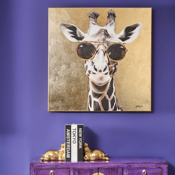 Leinwandbild Giraffe gold 80x80 cm