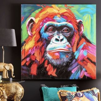 Leinwandbild Gorilla bunt 100x100 cm