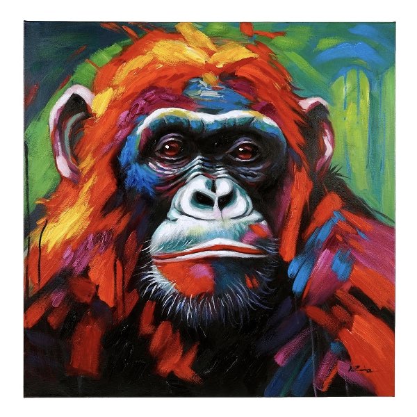 Leinwandbild Gorilla bunt 100x100 cm