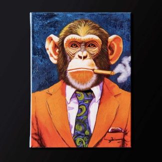 Leinwandbild Smoking Monkey blau 30x40 cm