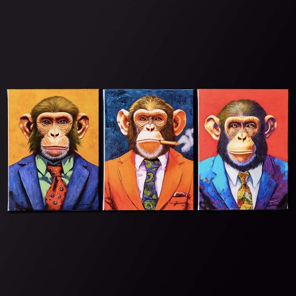 Leinwandbild Smoking Monkey blau 30x40 cm