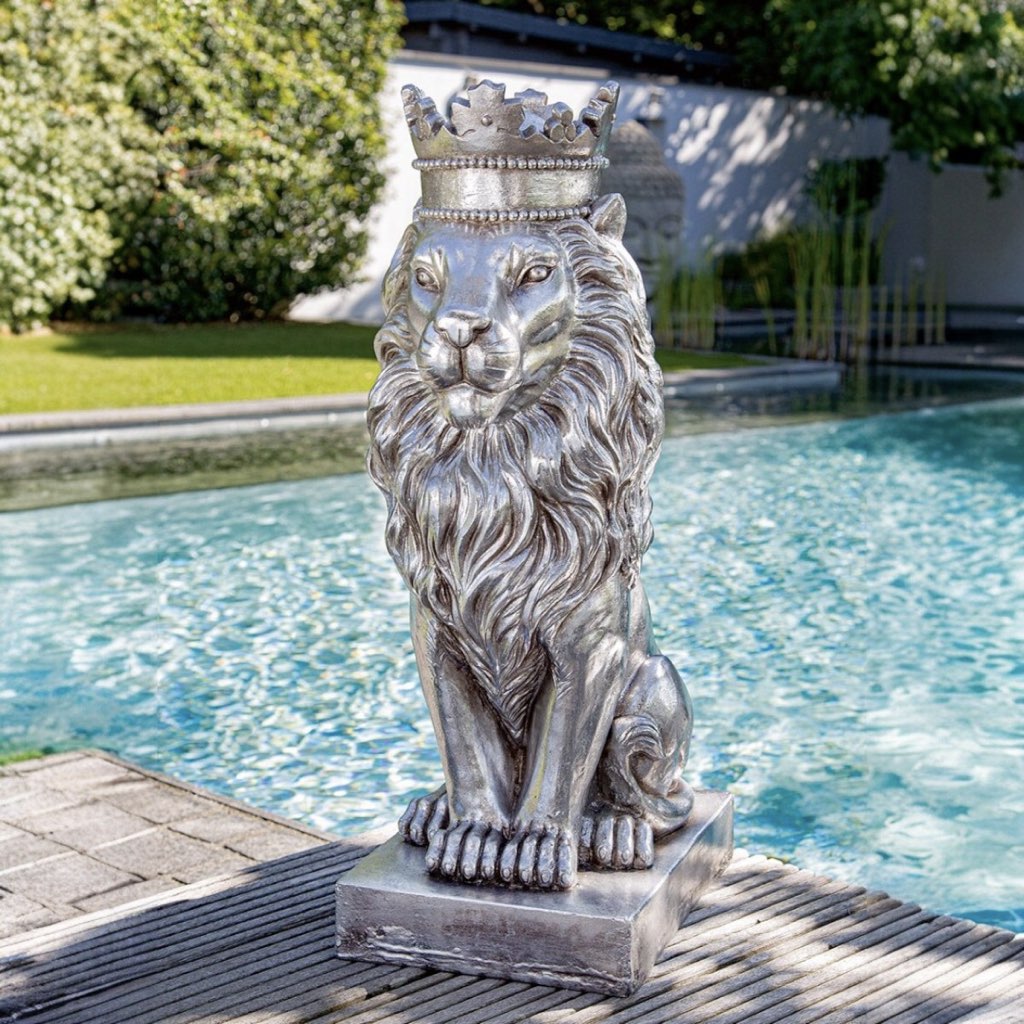 Skulptur Löwe silber KOVU Höhe 70 cm