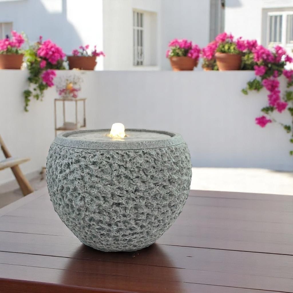 Gartenbrunnen HERMES grau