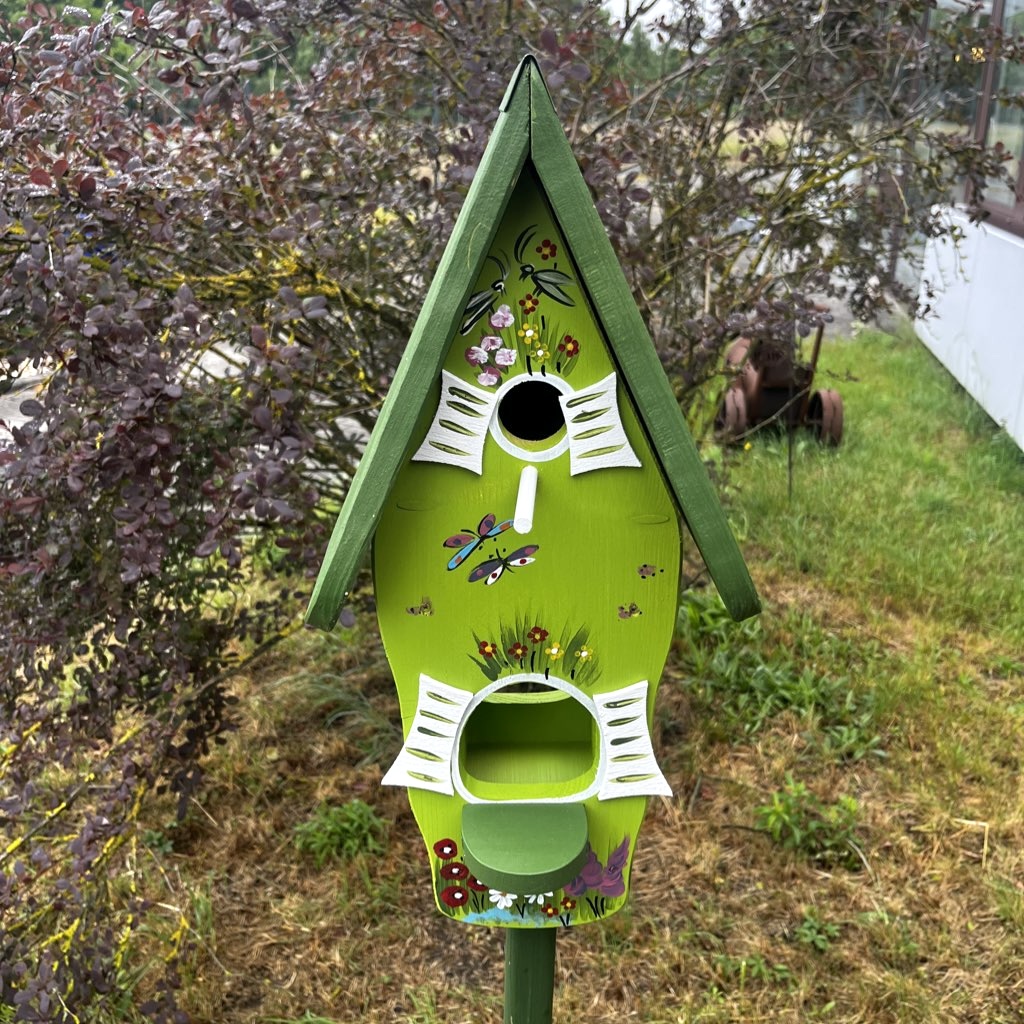 Vogelhaus mit Ständer Gartenzauber grün Höhe 50 cm