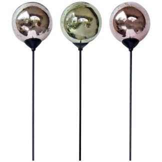 Gartenstecker Glas Rosenkugel Höhe 114 cm