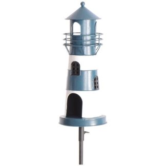 Gartenstecker Metall Leuchtturm blau Höhe 136 cm