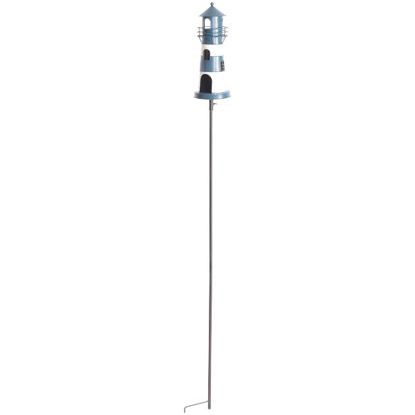 Gartenstecker Metall Leuchtturm blau Höhe 136 cm