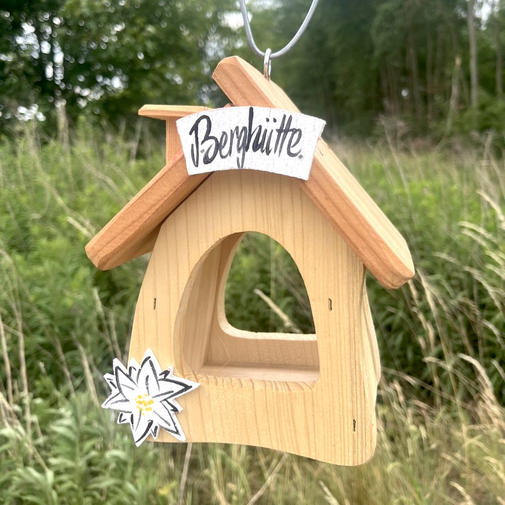 Vogelfutterhaus hängend Berghütte Vogelvilla
