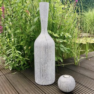 Bodenvase Jasmin weiß silber Höhe 61 cm
