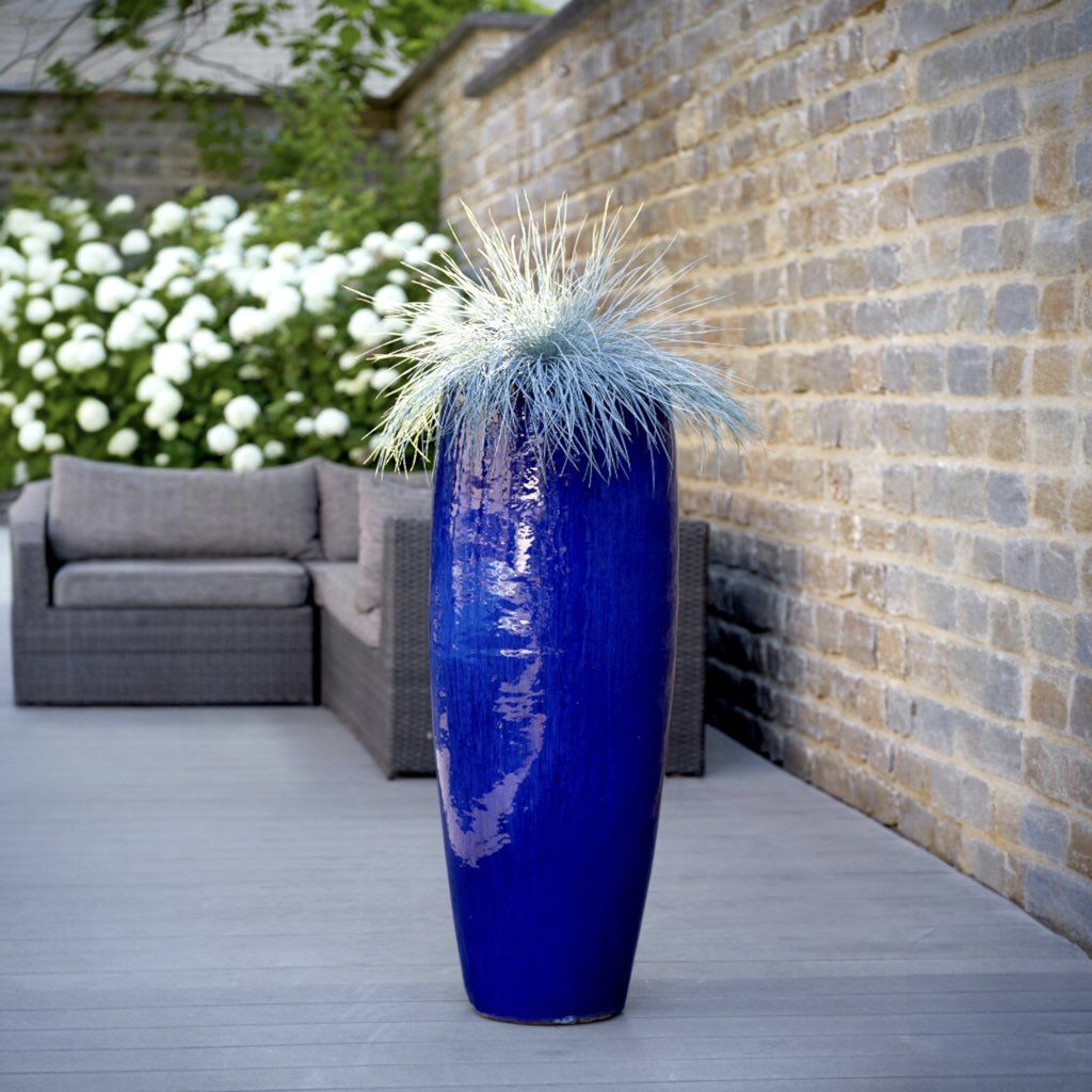 Keramik Bodenvase groß blau Höhe 103 cm