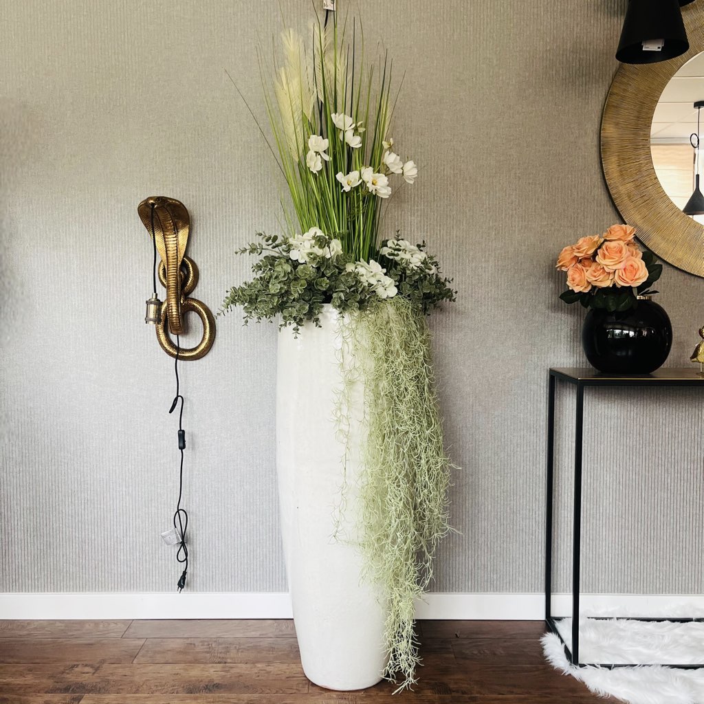 Keramik Bodenvase groß weiß Höhe 103 cm