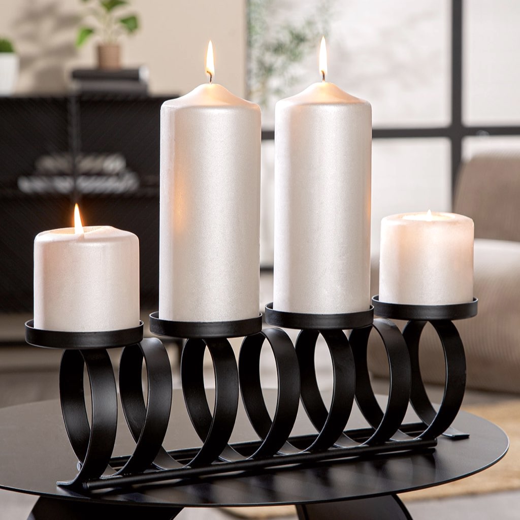 Adventskranz länglich Twirl schwarz Länge 41 cm