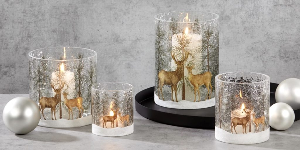 Kaheku  Windlicht Glas groß Akron Hirsche