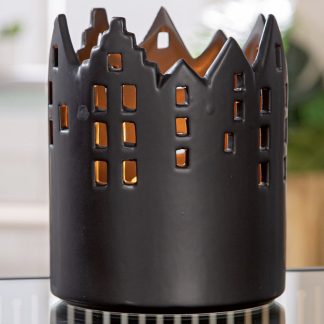 Keramik-Windlicht Haus Castle schwarz
