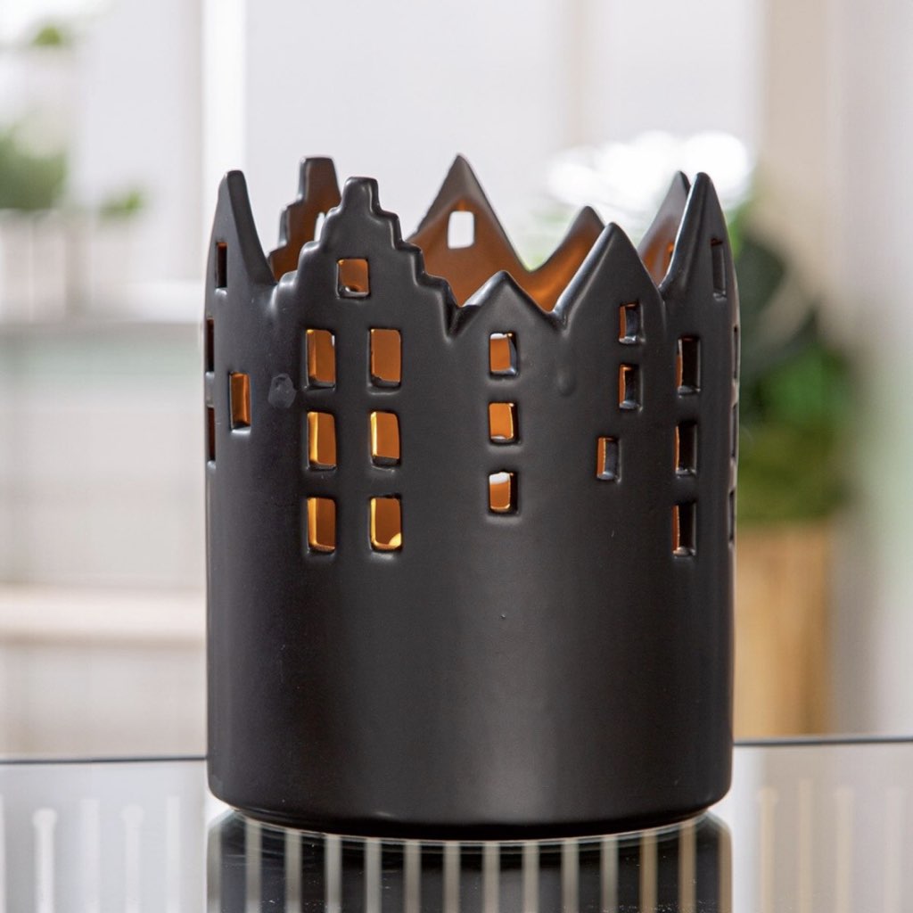 Keramik-Windlicht Haus Castle schwarz Höhe 16 cm
