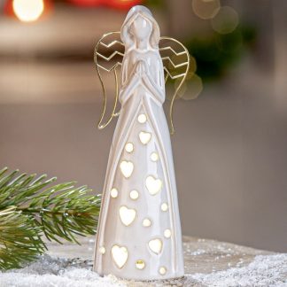 LED Porzellan Engel Figur Deko Nanto