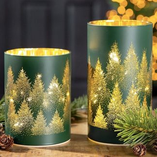 LED Windlicht Glas Schwarzwald