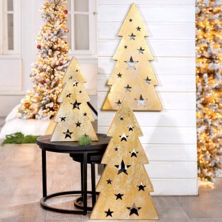 Weihnachtsbaum Metall Tannenbaum gold Starry