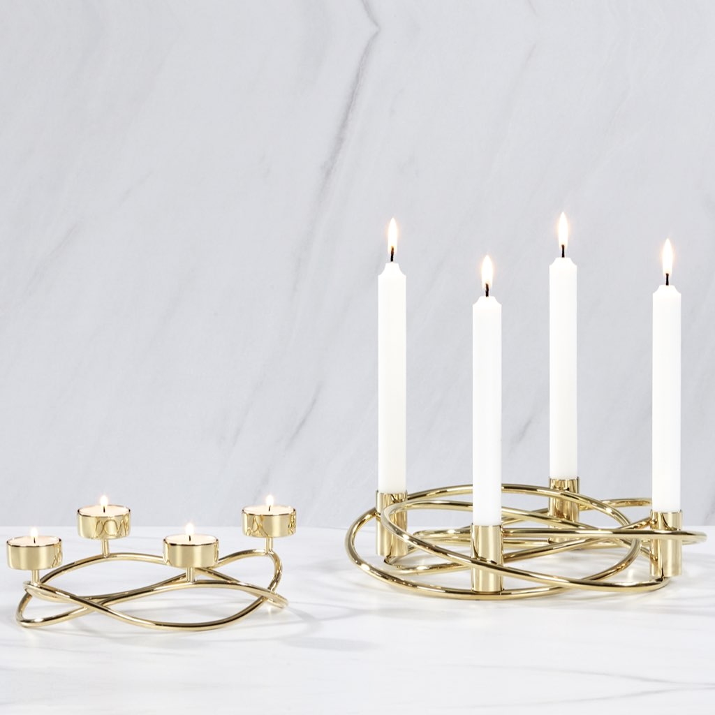 Adventskranz Kerzenhalter Teelichthalter gold Crowne Kaheku