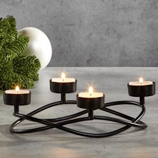 Adventskranz mit Teelichthalter schwarz Smog Kaheku 16 cm
