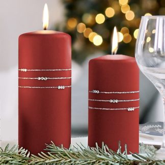 Kaheku Kerzen Stumpenkerzen 4er-Set Kolia rot