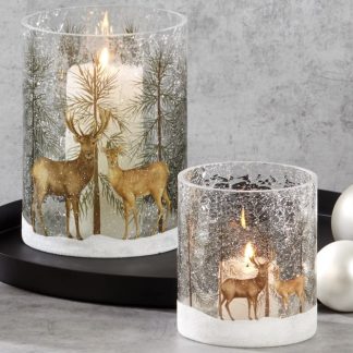 Kaheku Windlicht Glas Akron Hirsche