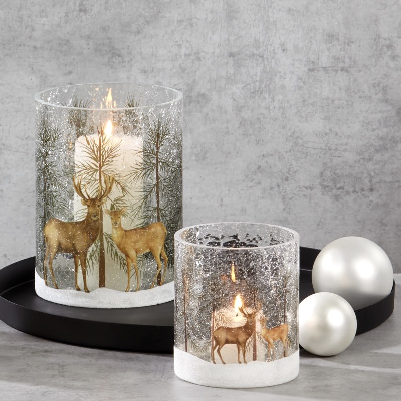 Kaheku Windlicht Glas Akron Hirsche