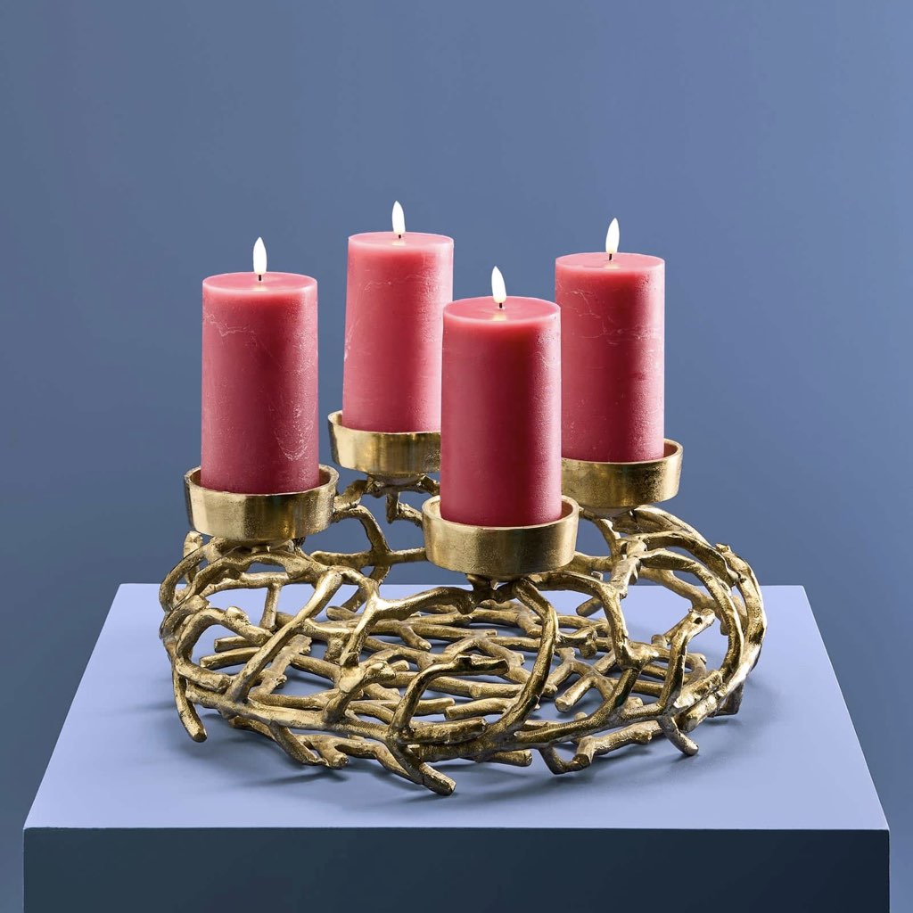 Kerzenhalter Adventskranz modern ÄSTE gold