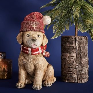 Weihnachtsdeko Werner Voß HUND mit Bommelmütze