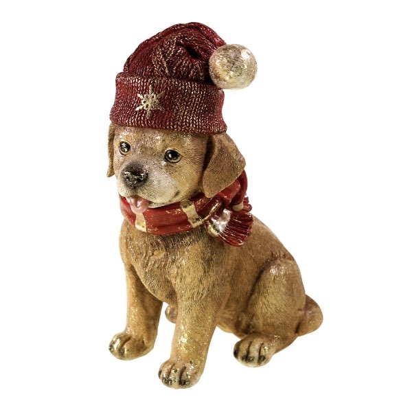 Weihnachtsdeko Werner Voß HUND mit Bommelmütze