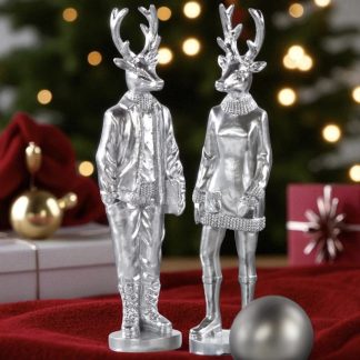 Weihnachtsfigur Hirsch Perkins silber Kaheku 2er Set