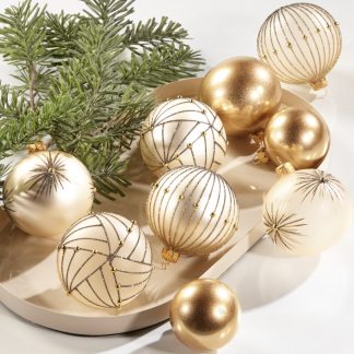 Weihnachtskugeln Glas Lyros secco