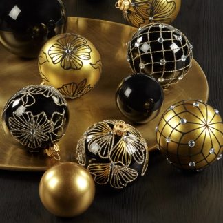 Weihnachtskugeln Glas Thura schwarz
