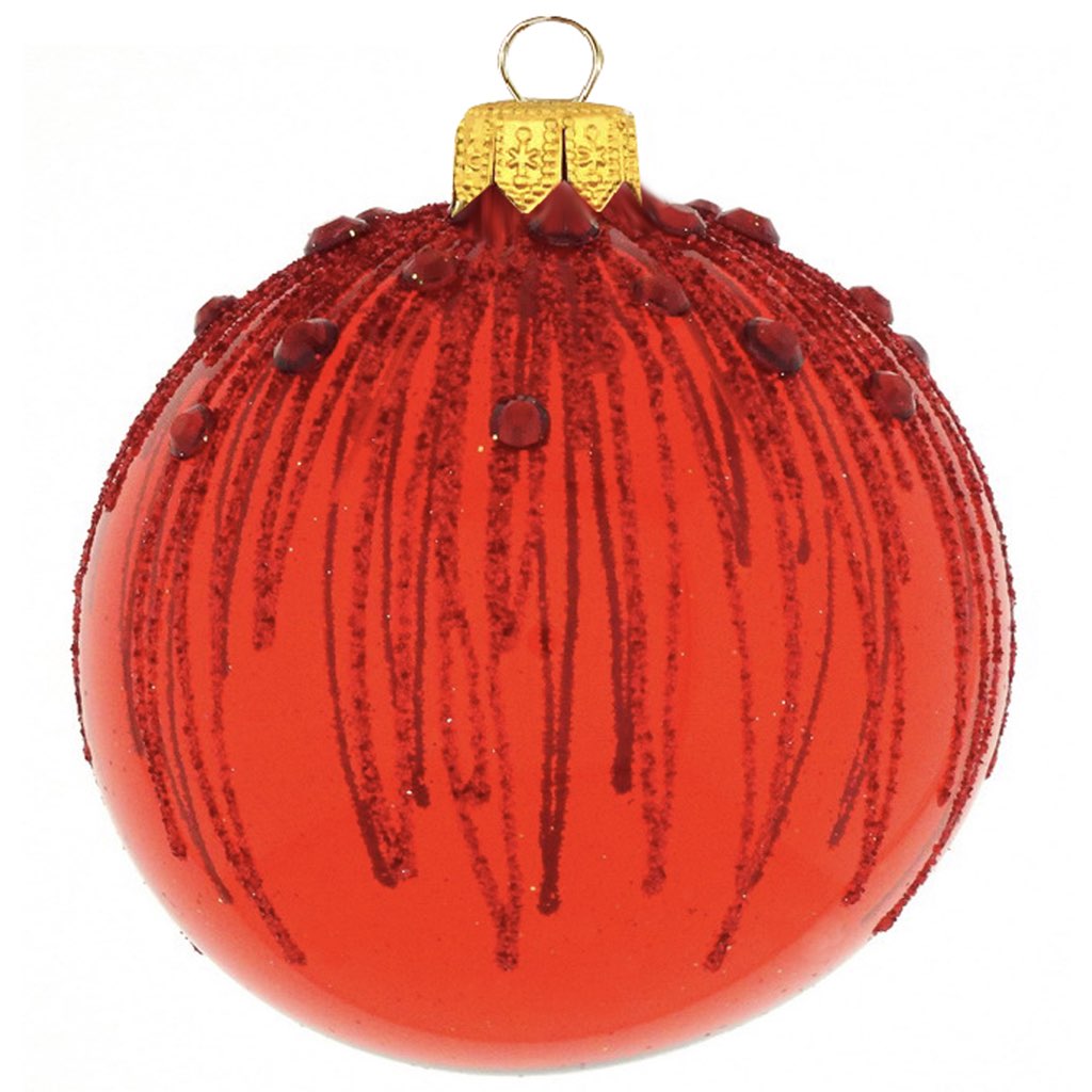 Weihnachtskugeln Glas Zabo Strahlen transparent rot