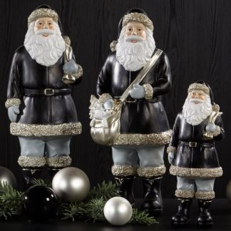 Weihnachtsmann-Figur Deko Santa Prescott schwarz H 45 cm